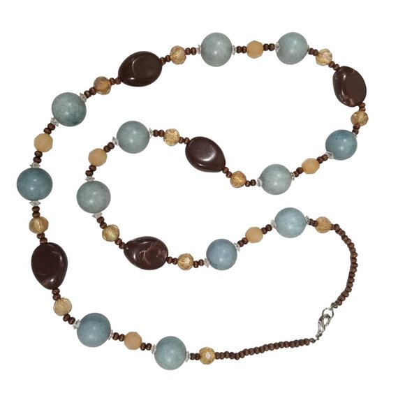 Crystal & Stone Necklaces Ropes or Chokers in Browns, Orange, and Blue - Picture 10 of 16